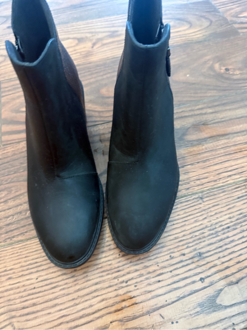 Clarks Black Suede Ankle Booties with Side Zip